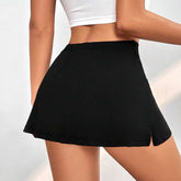 Elastic Elastic Waist Split A line Miniskirt Pants Skirt